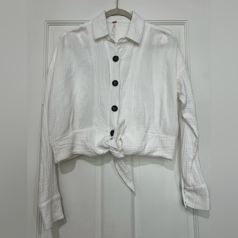 Free People SunStreaks Tie Front Shirt